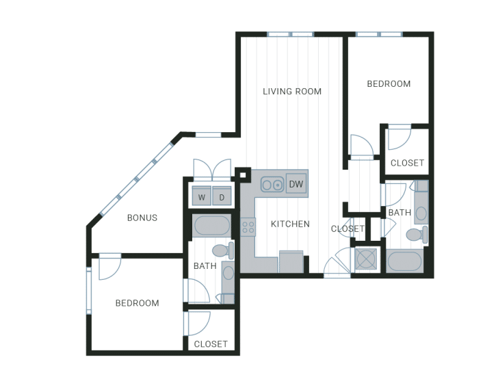 2 bedroom apartment home at .408 Jackson Apartments