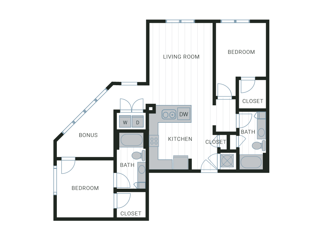 2 bedroom apartment home at .408 Jackson Apartments