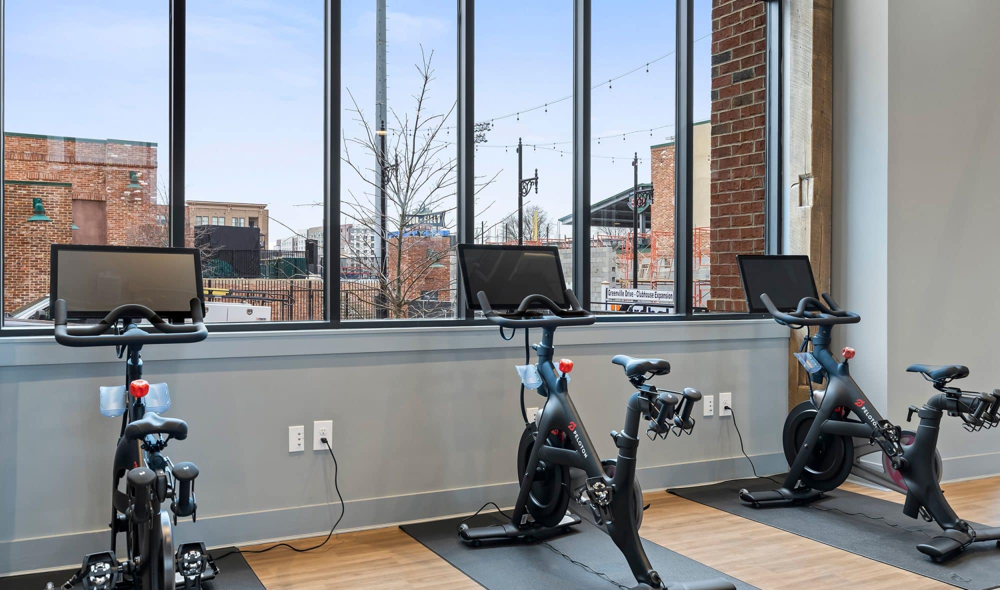 Workout bikes in fitness center at .408 Jackson Apartments